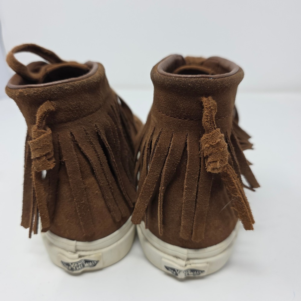 Vans Sk8 Hi Moc Womens 9 Mens 7.5 Brown Suede Fringe High Top Skateboard Shoes - Picture 6 of 9